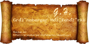 Grünsberger Hófehérke névjegykártya